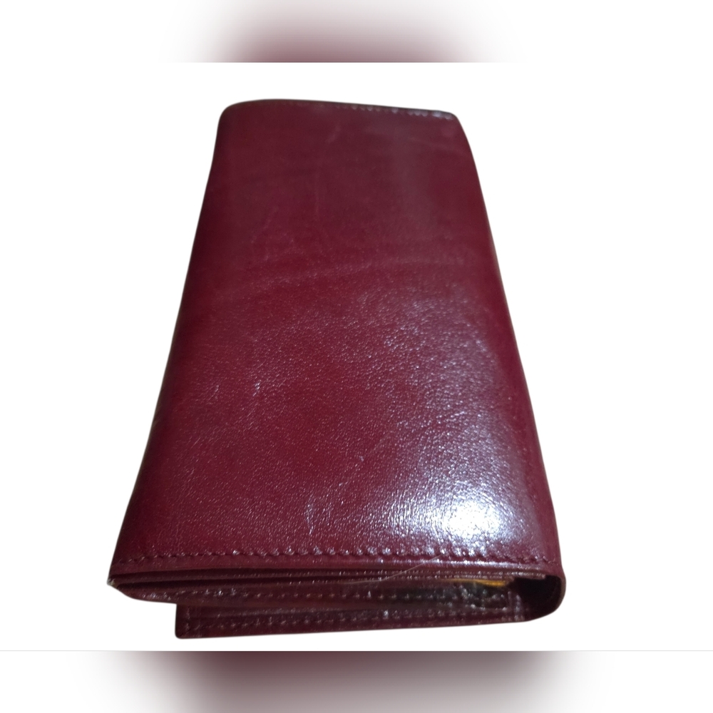Lee Sands - Genuine Water Buffalo Leather Quality Burgundy Wallet w/Key Chain - Picture 8 of 13